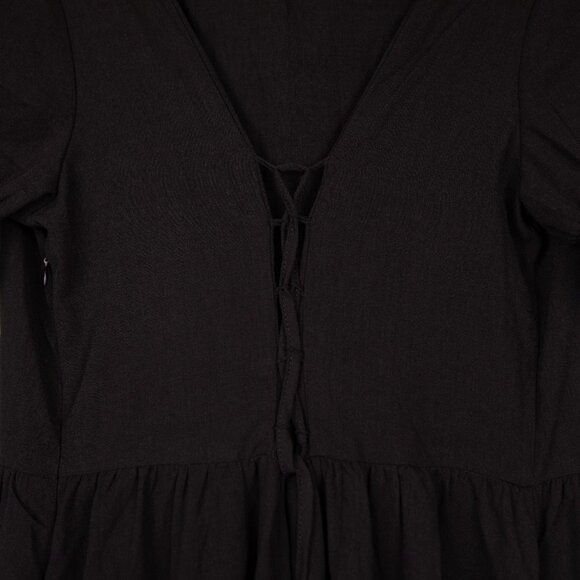 Scarlet Darkness black lace trim drawstring black dress-L - Picture 7 of 8